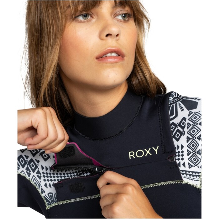 2024 Roxy Mujer Swell Series 5/4/3mm Chest Zip Neopreno ERJW103128 - Egret Mo Rockin Vibes